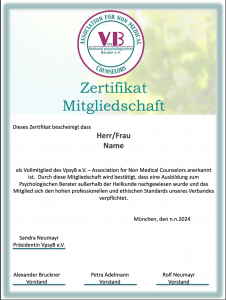 Zertifikat geprüftes Mitglied VpsyB